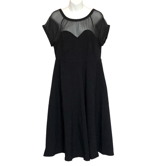 Torrid Black Plush Mesh Inset Sweetheart Swing Dress Sz 16 - Picture 5 of 12